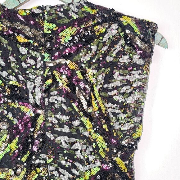 ZARA Multi-color Sequin Mini Dress Deep V-Neck Limited Edition, NWOT, Sz. XS - Picture 8 of 12